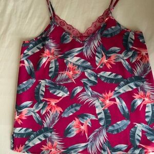 PINK ROSE Cami Tank with Lace Trim, Sz M